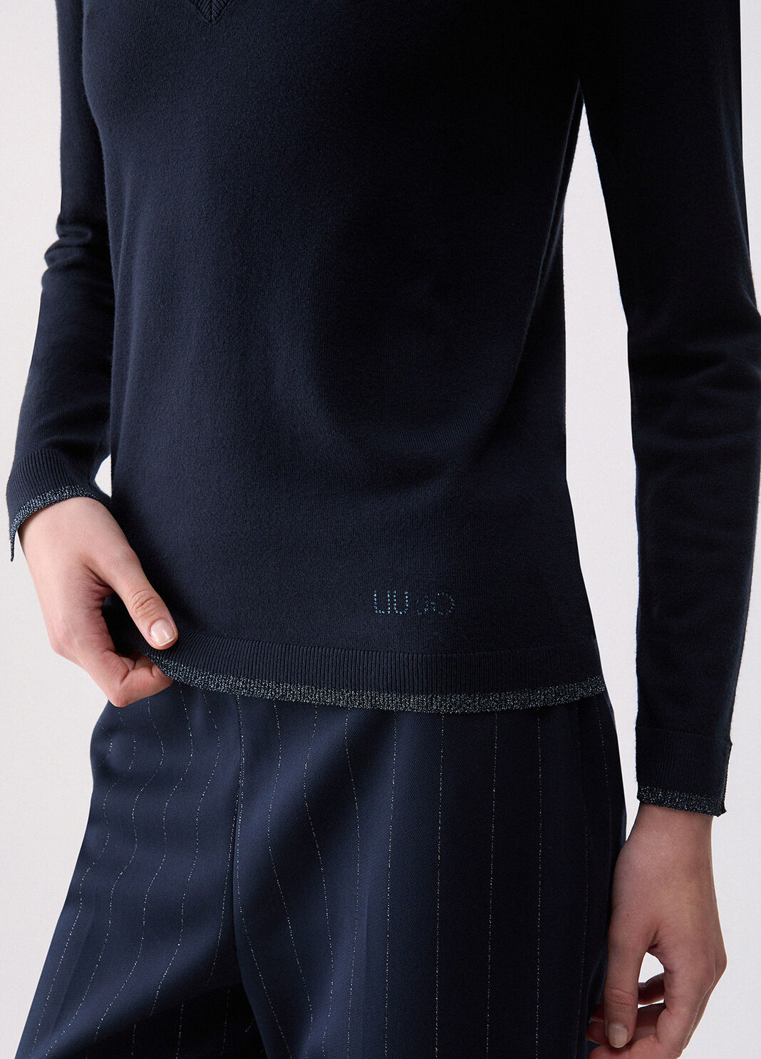 V-Ausschnitt Pullover Dunkelblau Liu Jo - large image number 4