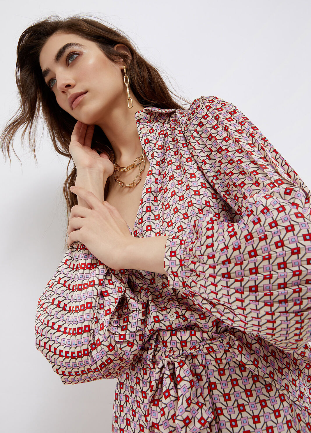 Атласная рубашка геометрический рисунок Liu Jo - large image number 2