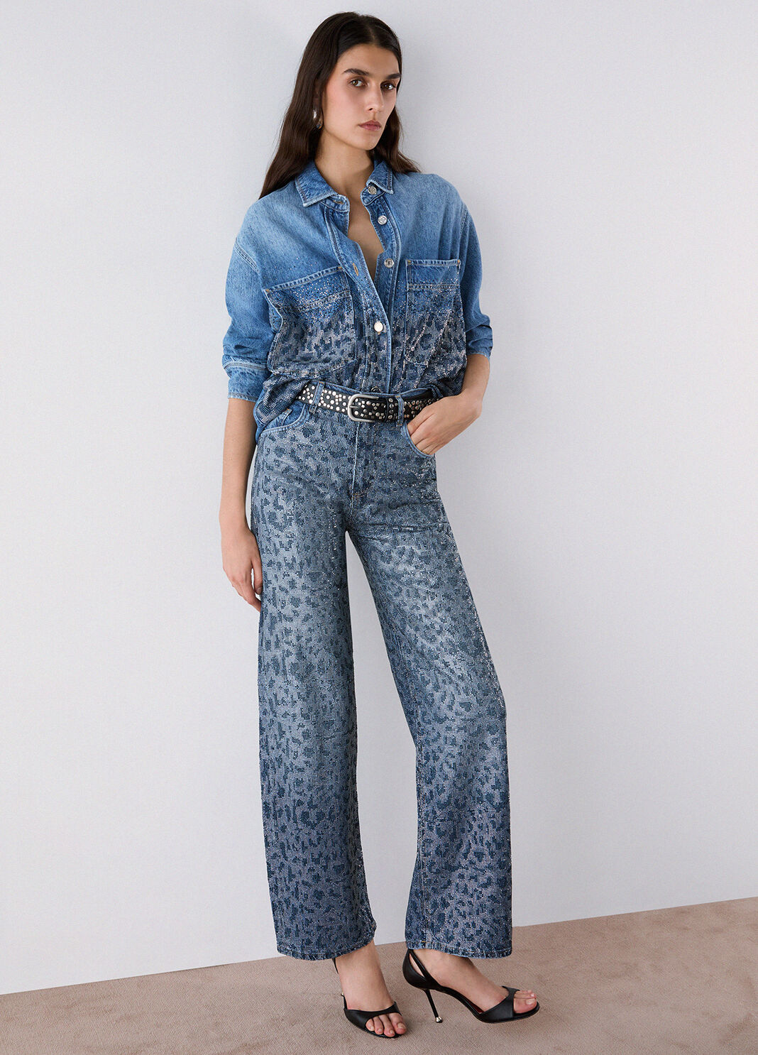 Jeans rectos con strass animal denim azul Liu Jo - large image number 2