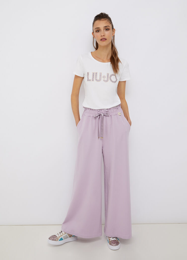 Plush Palazzo trousers lilac Liu Jo - large image number 3 Plush Palazzo trousers lilac Liu Jo - large image number 3