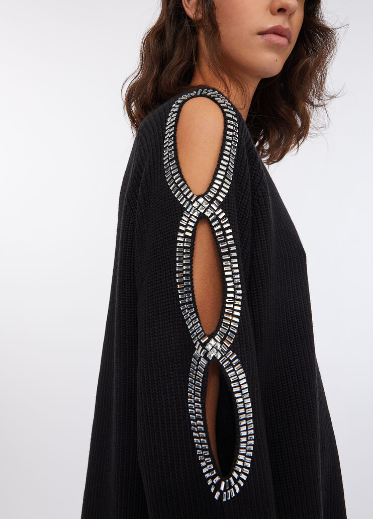 Pullover with bejewelled cut-out black Liu Jo - medium Pullover with bejewelled cut-out black Liu Jo - medium