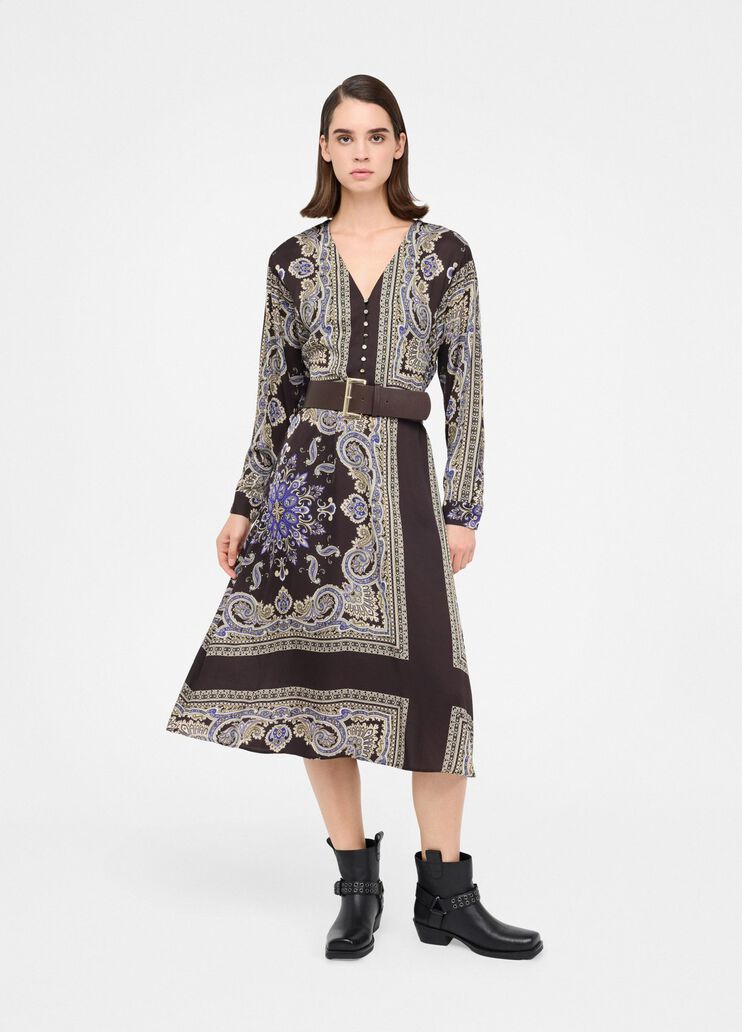 Midi dress with belt brown with print Liu Jo - medium Midi dress with belt brown with print Liu Jo - medium
