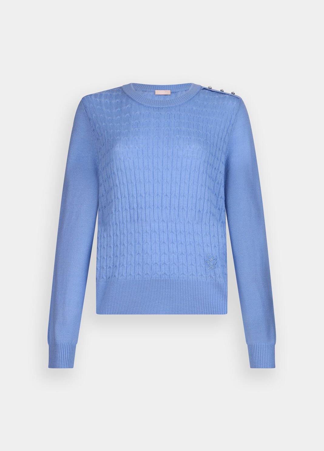 Cable knit wool sweater light blue Liu Jo - large image number 6