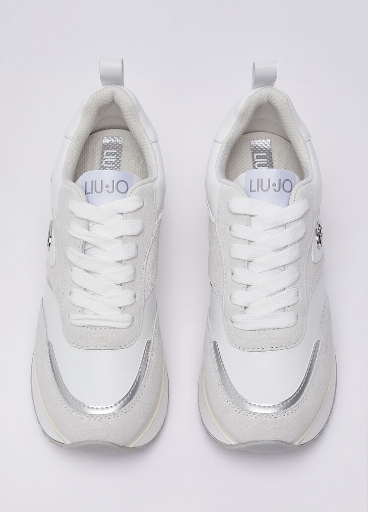 Platform sneakers in suede and leather white Liu Jo - medium