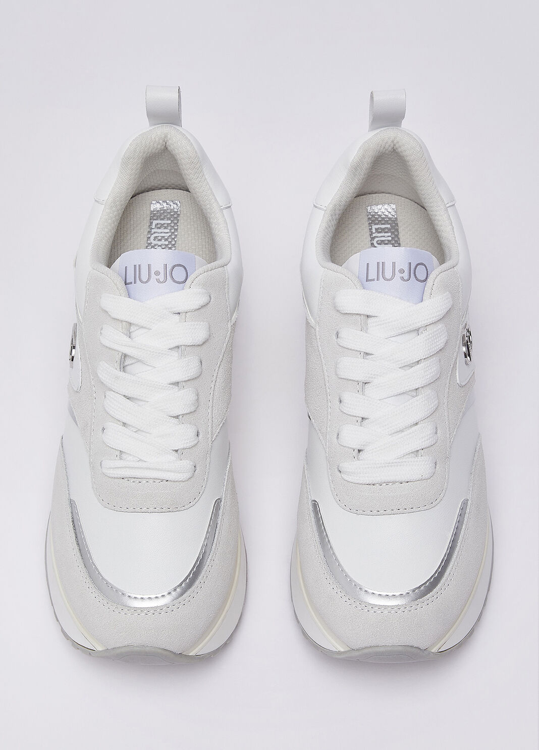 Platform sneakers in suede and leather white Liu Jo - large image number 3