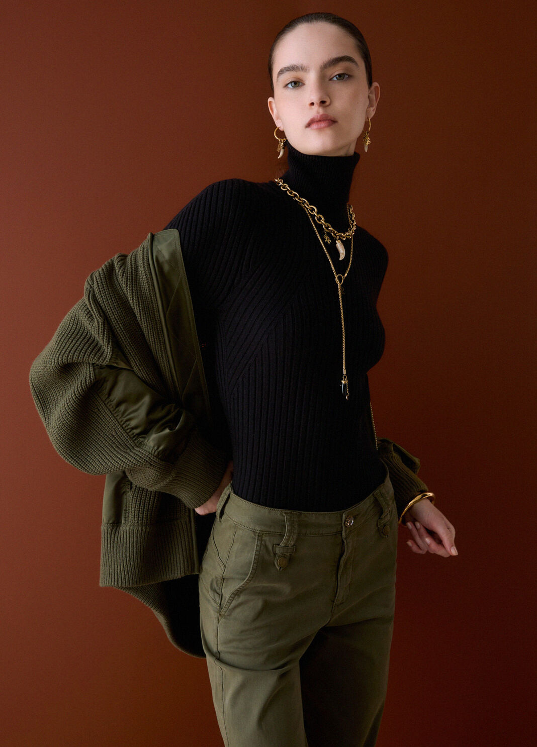 Rollkragenpullover mit Ballon&auml;rmeln schwarz Liu Jo - large image number 2