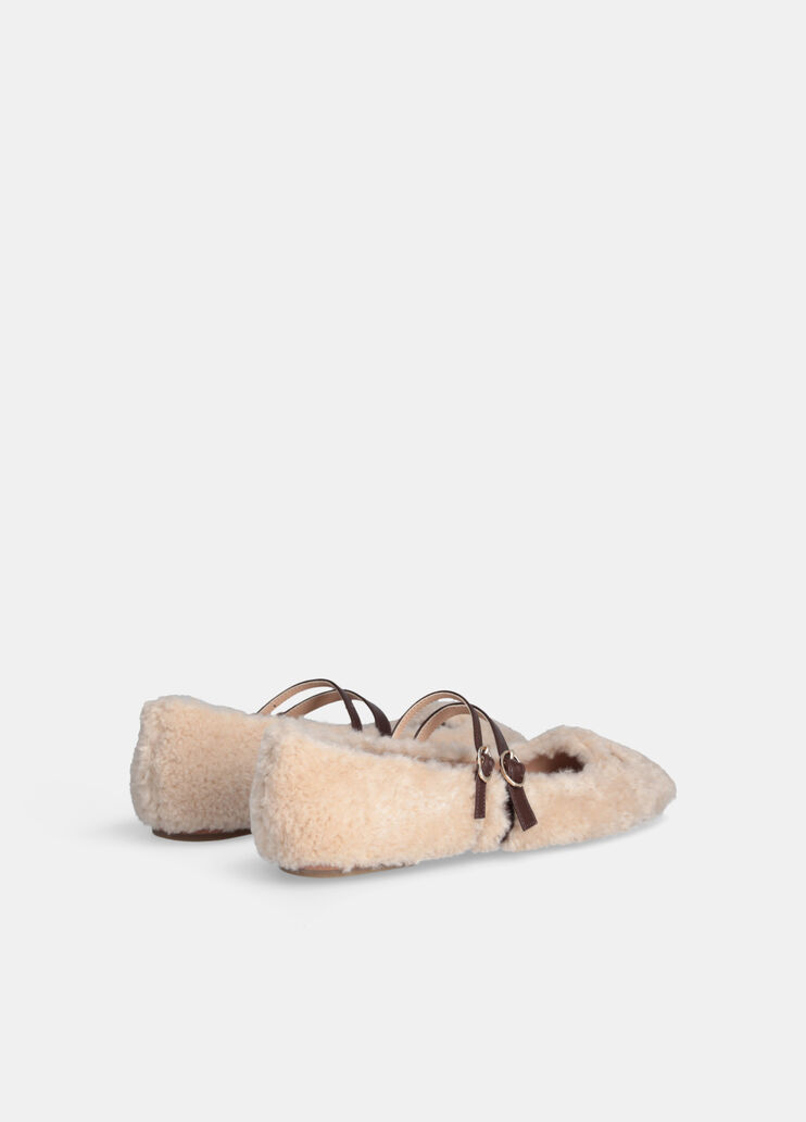 Shearling-effect ballet flats light beige Liu Jo - large image number 3