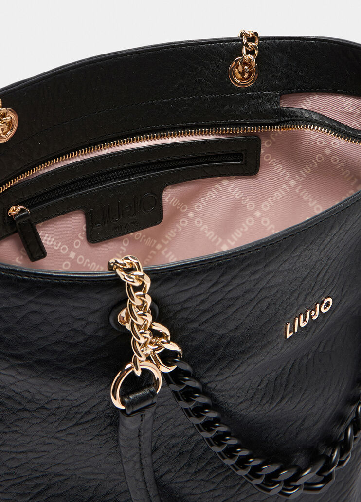 Sac cabas format moyen avec chaîne bijou noir Liu Jo - large image number 3