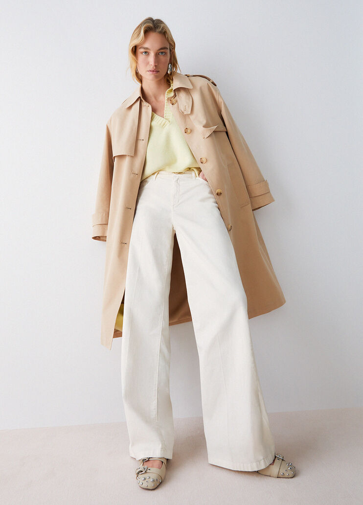 Flare-Hose mit G&uuml;rtel Creme Liu Jo - medium