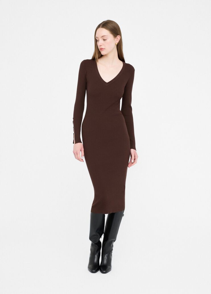 Knit dress with gemstones chocolate Liu Jo - medium Knit dress with gemstones chocolate Liu Jo - medium