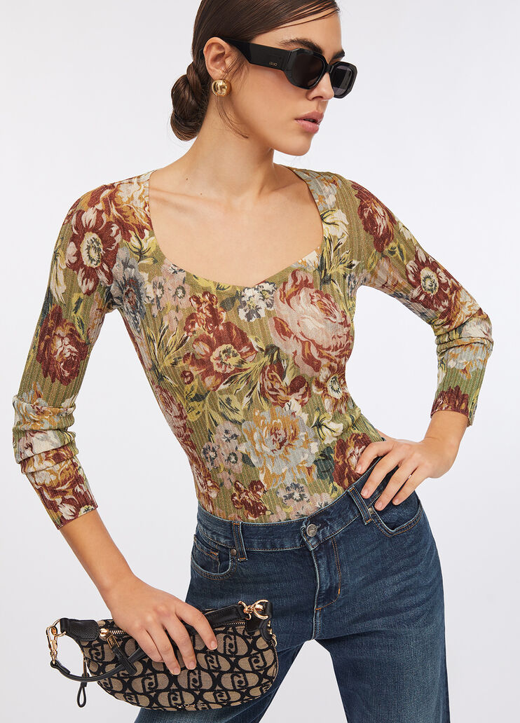 V-neck jumper sanderson print Liu Jo - large image number 2