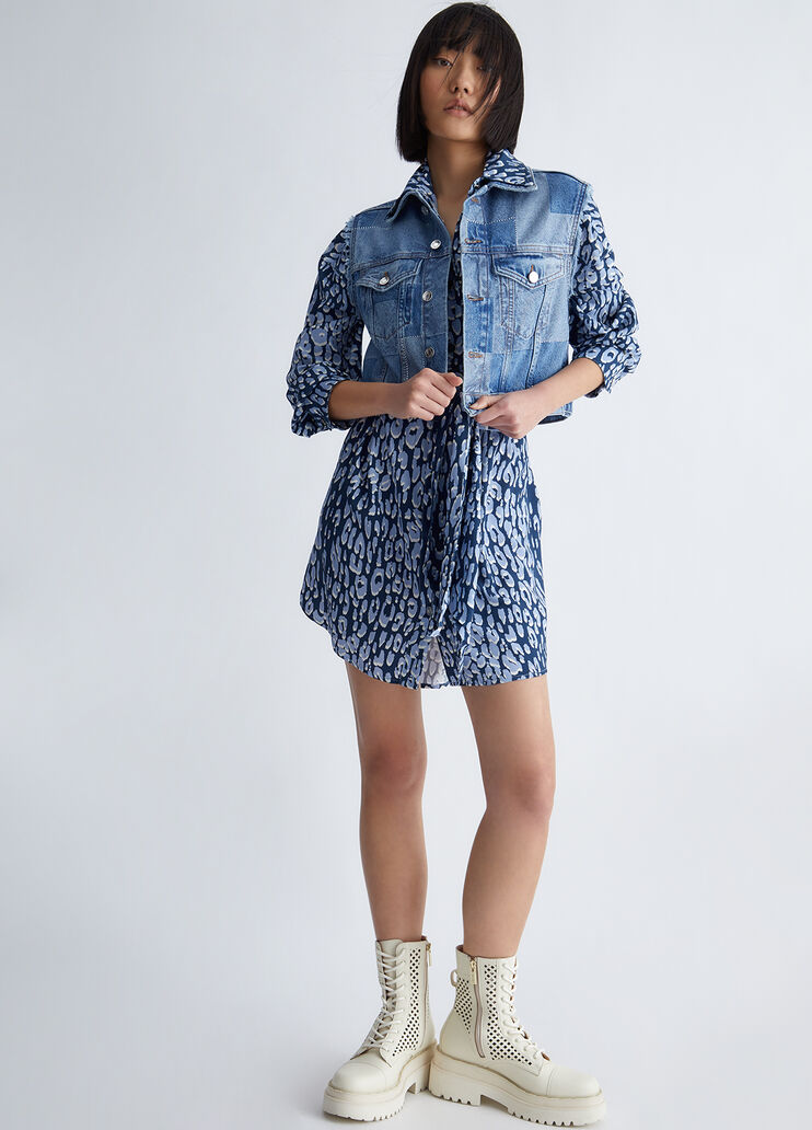 Shirt dress with print blue animal-print Liu Jo - look Shirt dress with print blue animal-print Liu Jo - look
