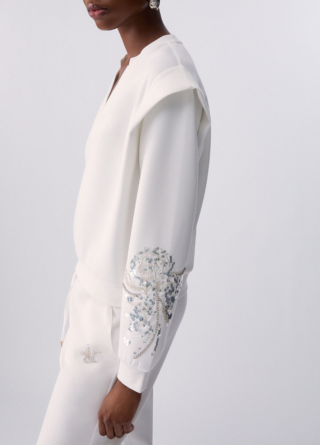 Sweatshirt with jewel embroidery white wool Liu Jo - large image number 4