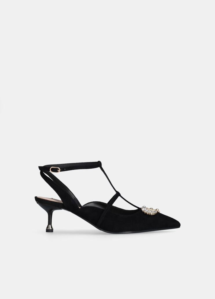 Slingback shoes with bejewelled logo black Liu Jo - medium Slingback shoes with bejewelled logo black Liu Jo - medium