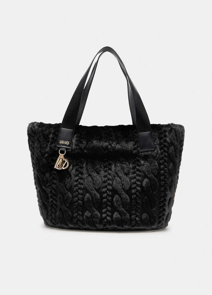 Bolso hobo de pelo sintético negro Liu Jo - medium Bolso hobo de pelo sintético negro Liu Jo - medium