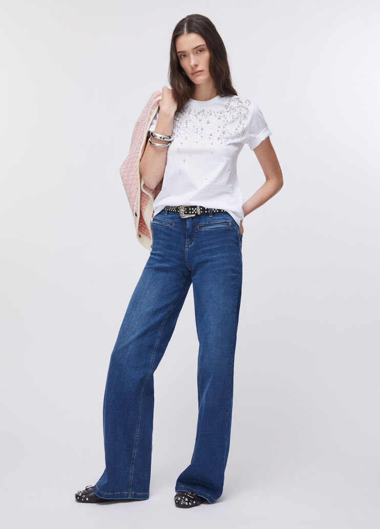 Jean évasé à taille haute denim bleu foncé Liu Jo - large image number 5