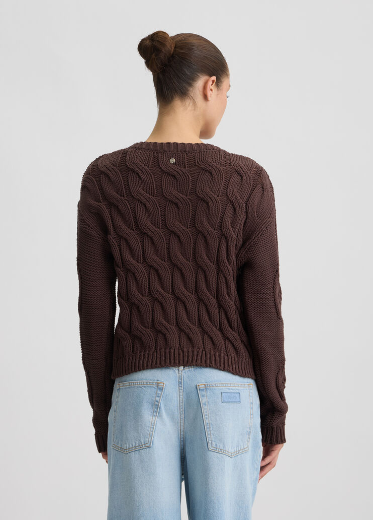 Cable-knit jumper brown Liu Jo - large image number 1 Cable-knit jumper brown Liu Jo - large image number 1