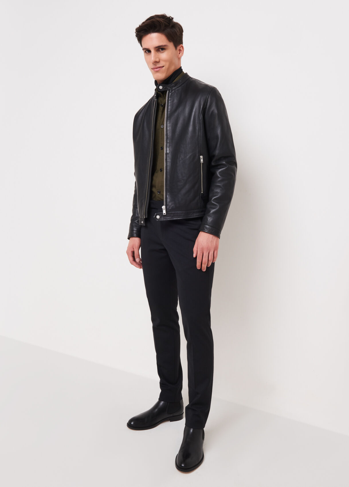 leather jacket without collar