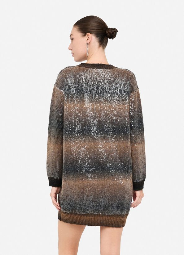 Strickkleid mit Pailletten Braun Liu Jo - large image number 1