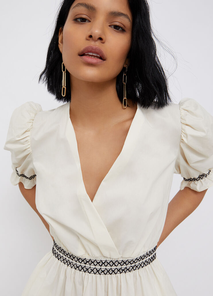 Kurzes Kleid aus Popeline Elfenbein/Schwarz Liu Jo - large image number 2