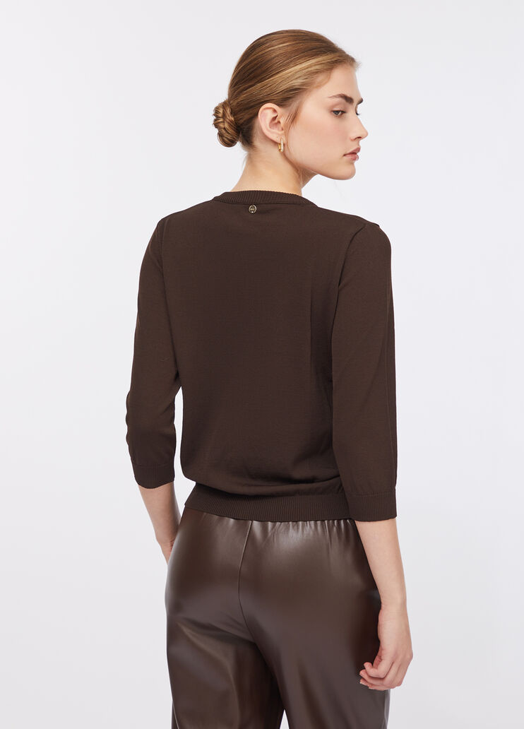 Cardigan mit Spitzendetails Dunkelbraun Liu Jo - large image number 1