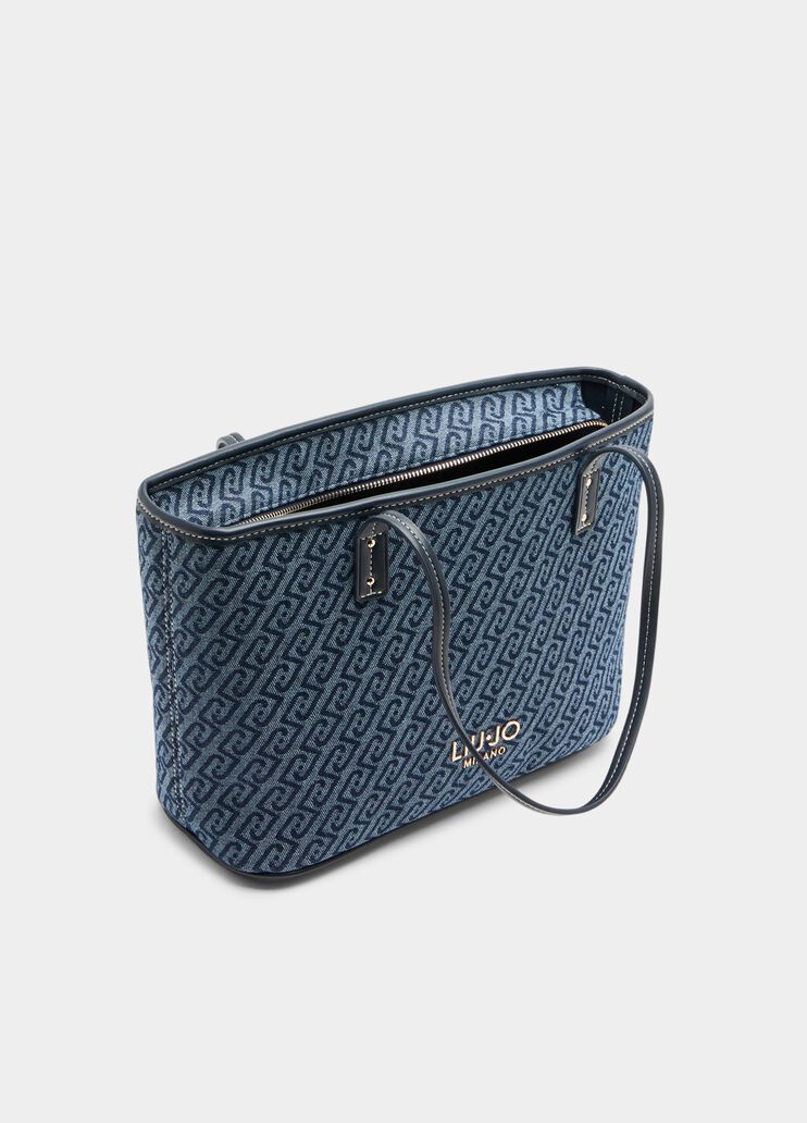 Tote Bag aus Jacquard-Denim Dunkelblau Liu Jo - large image number 5