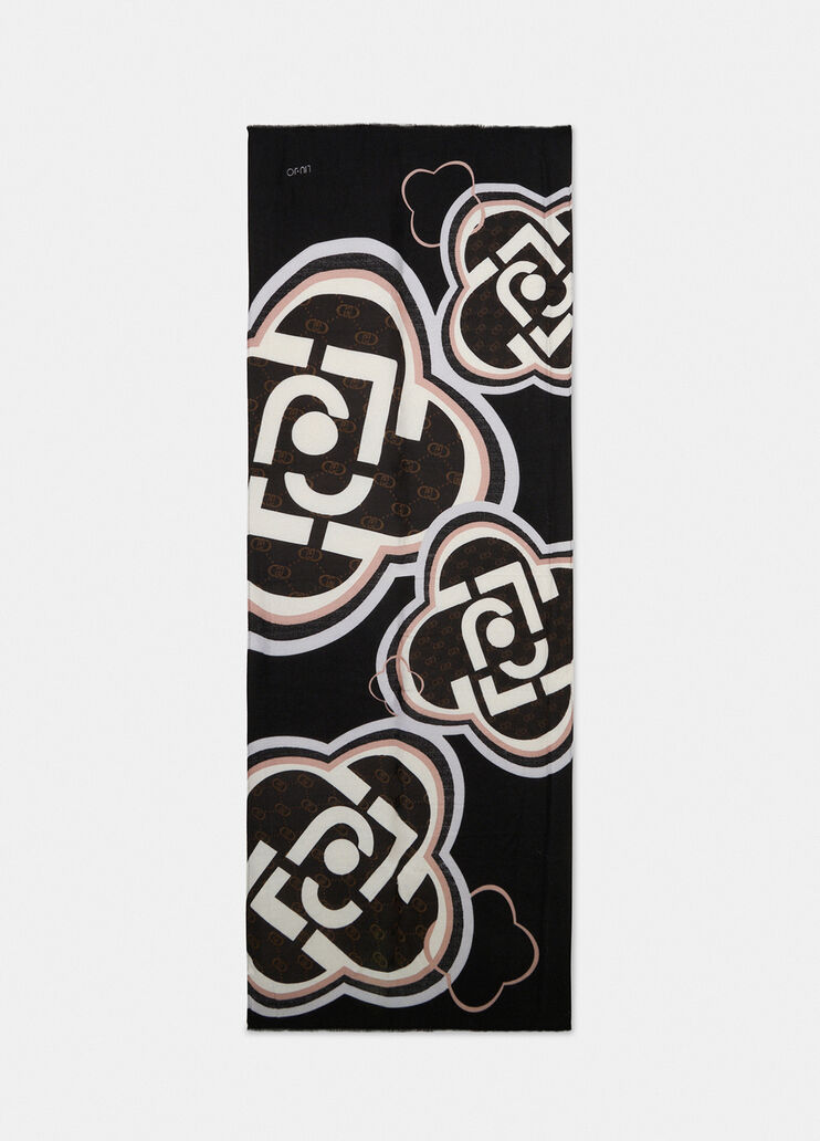 Shawl with logo black Liu Jo - large image number 2