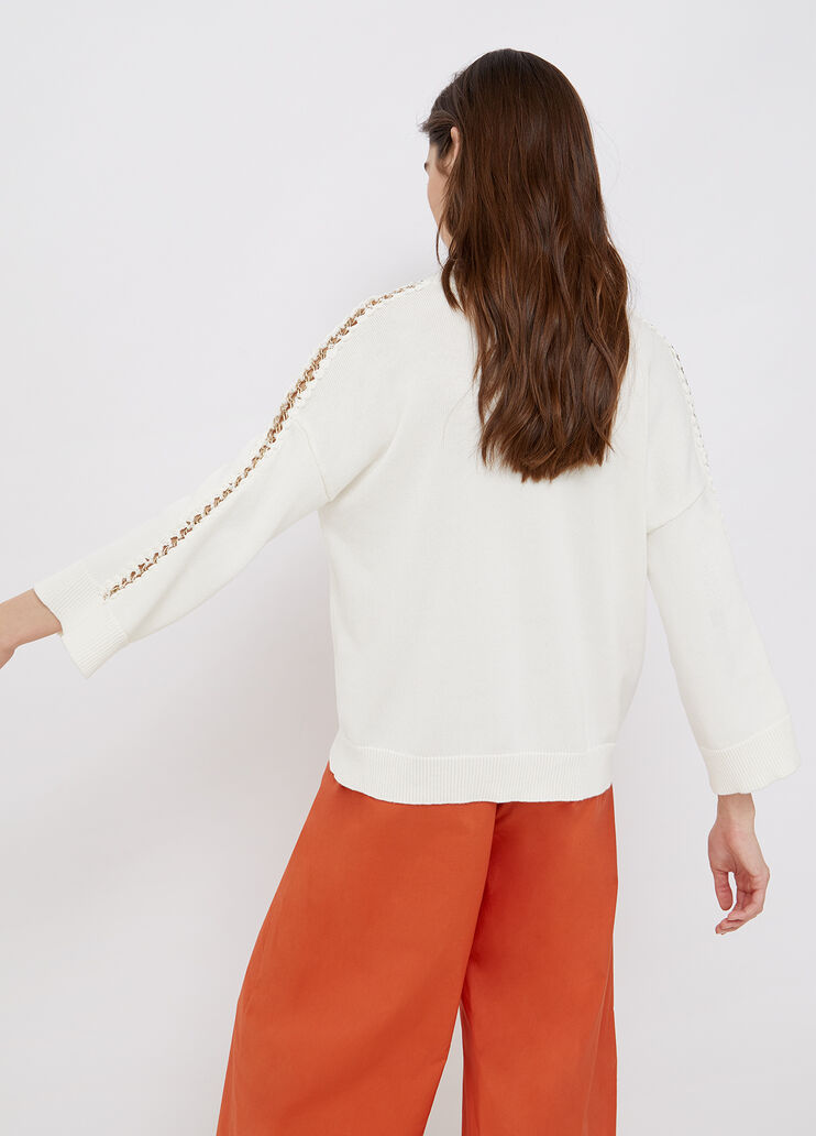 Pull écoconçu avec chaîne fantaisie blanc laine Liu Jo - large image number 1