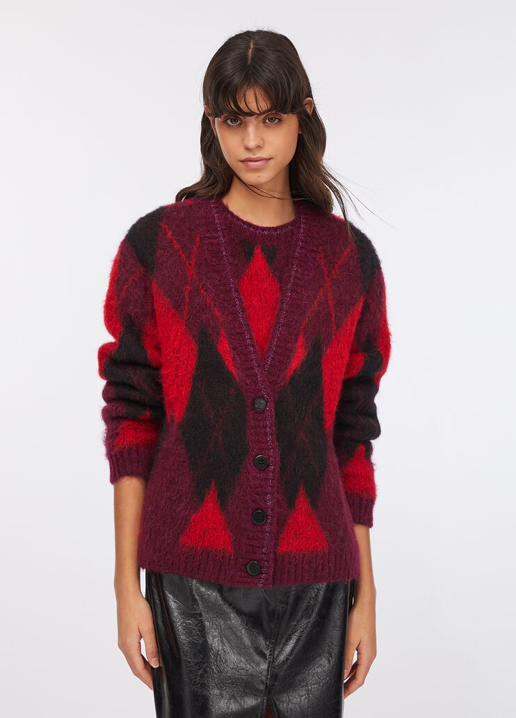 Diamond-patterned wool and alpaca cardigan red Liu Jo - large image number 0