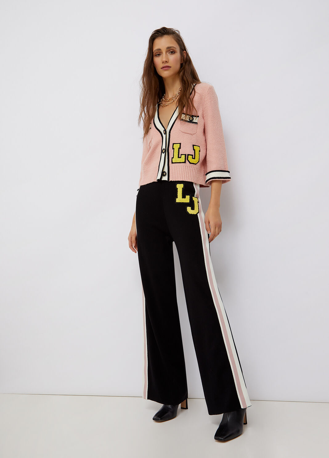 Eco-friendly college cardigan powder pink/wool white Liu Jo - large image number 3