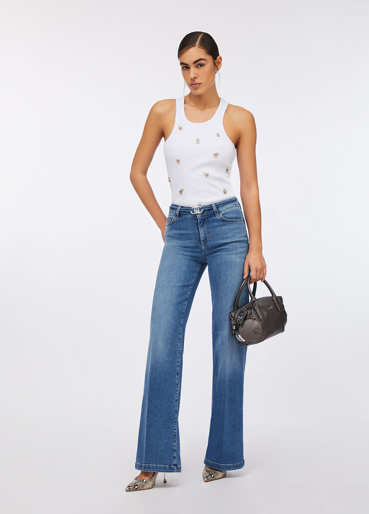 Flare-Jeans mit Gürtel Denimblau Liu Jo - large image number 5