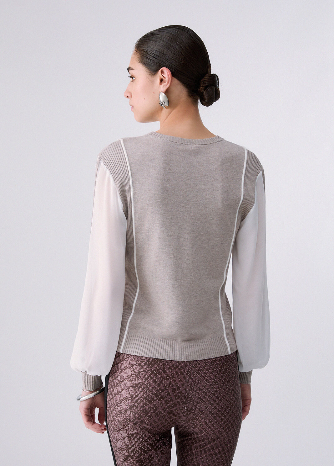 Pull avec Insert en Georgette beige Liu Jo - large image number 1