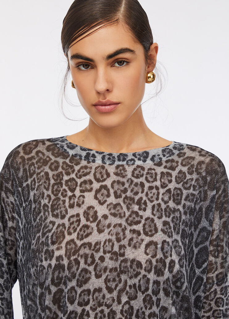 Lurex® jumper grey animal print Liu Jo - large image number 4