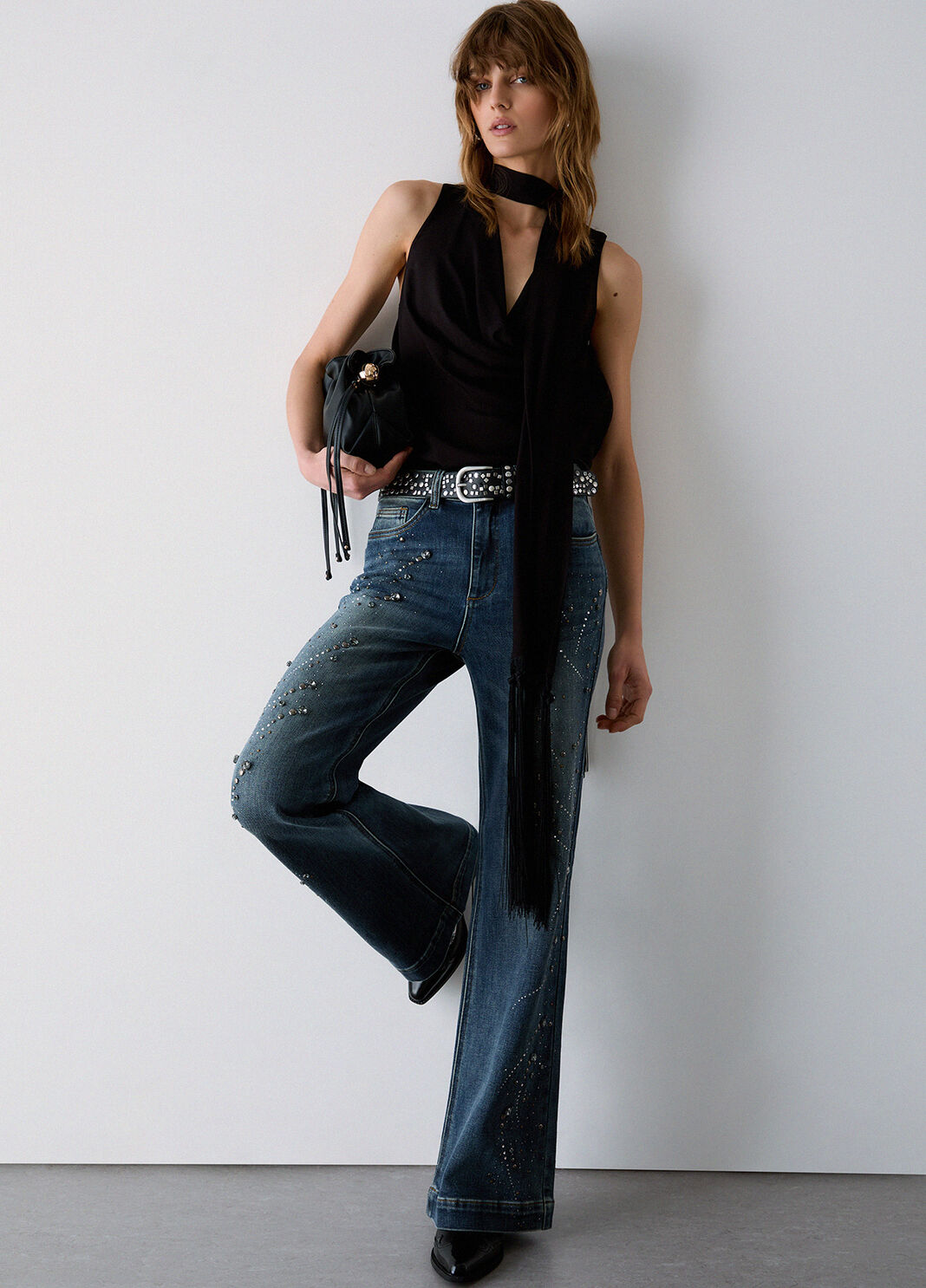 Flare jeans with jewel settings blue denim Liu Jo - large image number 3