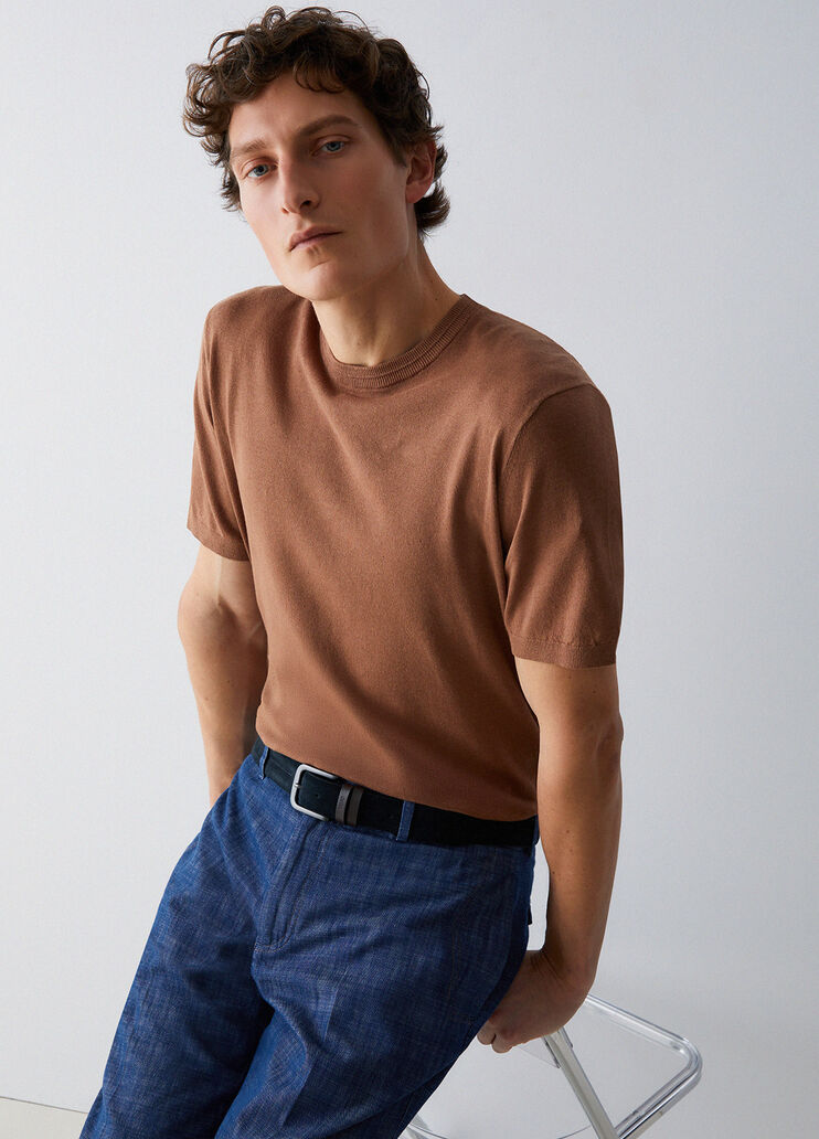 T-shirt in lino e cotone cognac Liu Jo - medium