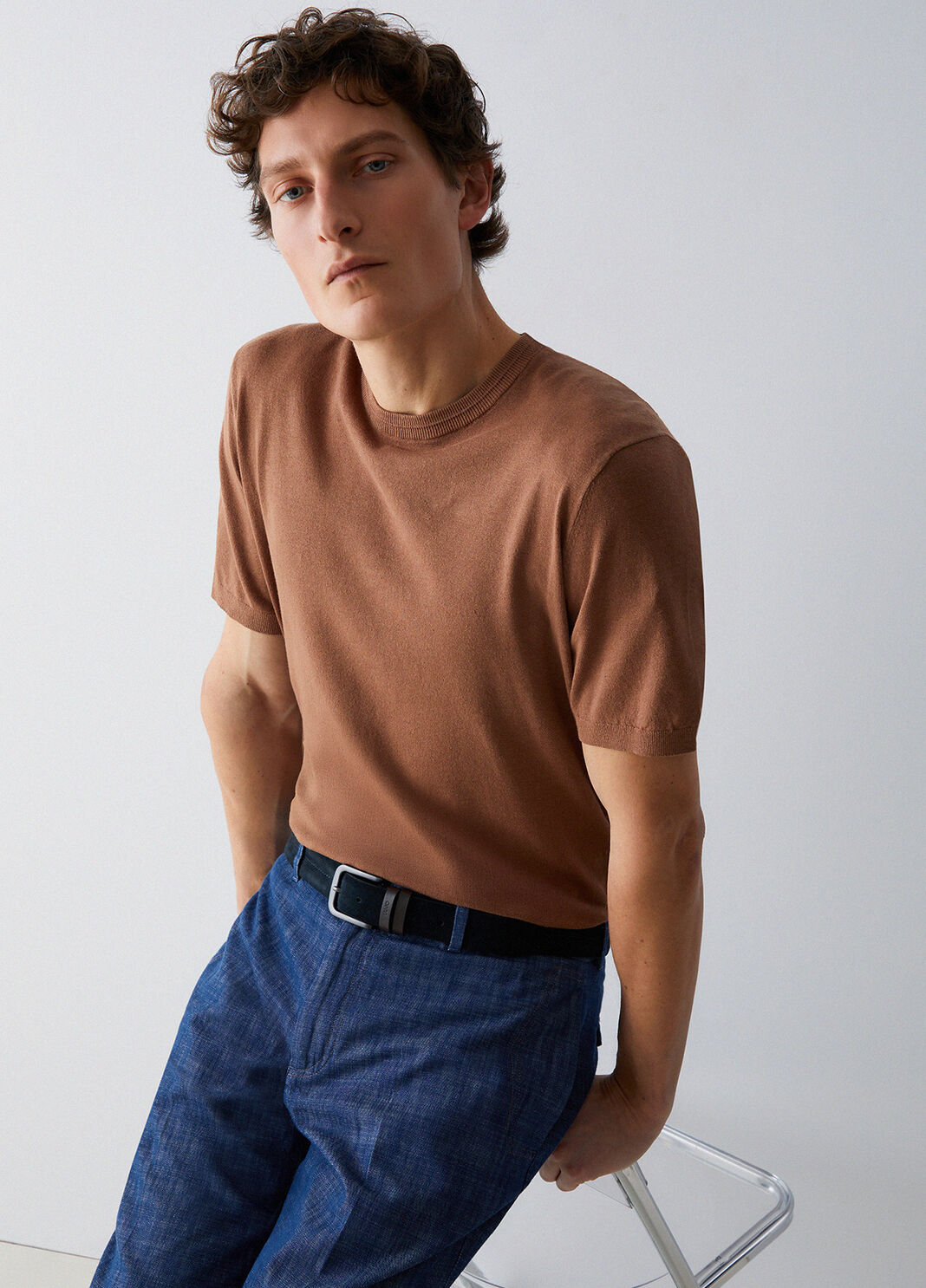 T-shirt in lino e cotone cognac Liu Jo - large image number 3