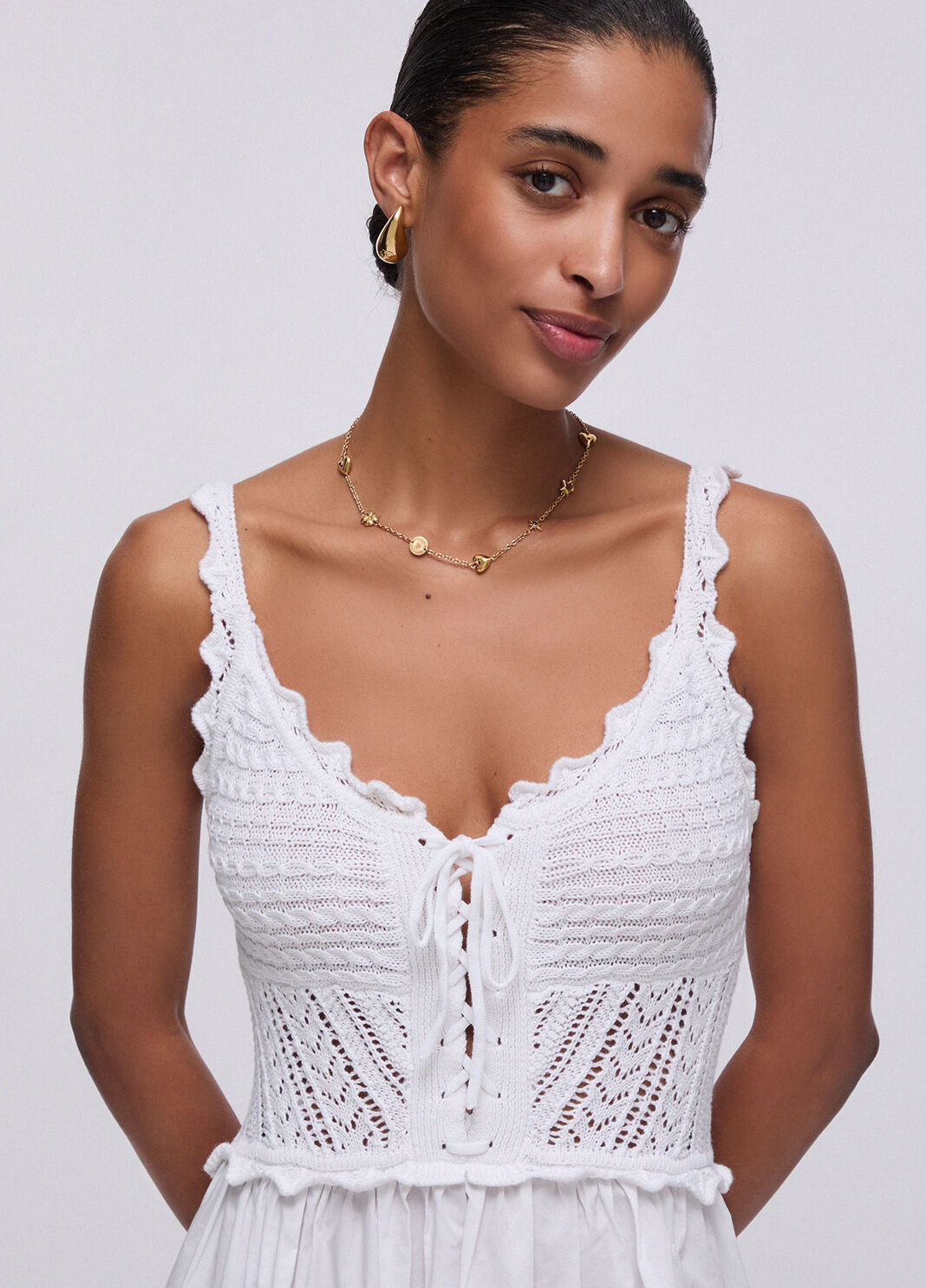 Langes Kleid mit Lochmuster am Oberteil Wei&szlig; Liu Jo - large image number 4