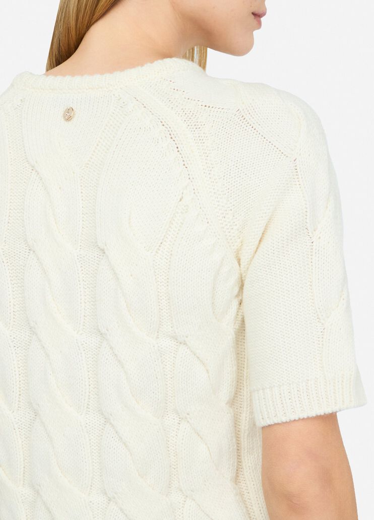 Cable knit wool sweater white Liu Jo - large image number 4 Cable knit wool sweater white Liu Jo - large image number 4