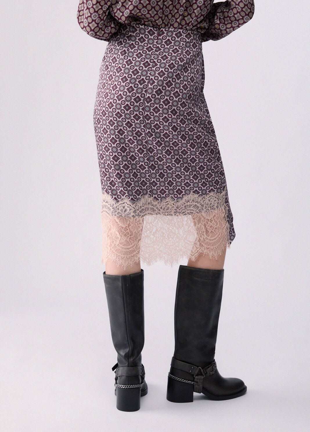 Midi Skirt with Lace Details aubergine Liu Jo - large image number 1