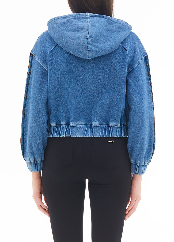 Толстовка с капюшоном и пайетками светло-синий деним Liu Jo - large image number 1