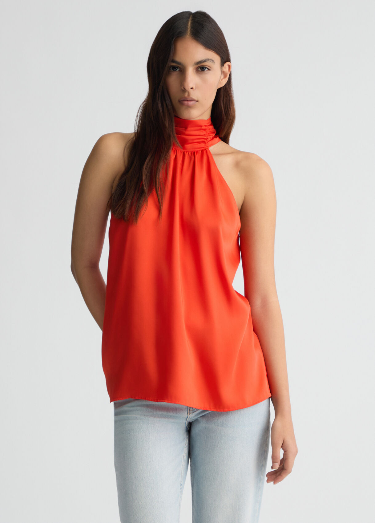 satin orange top