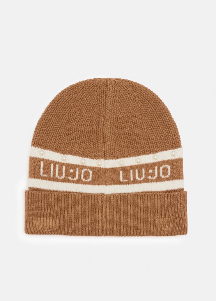Beanie hat with logo chocolate Liu Jo - large image number 2