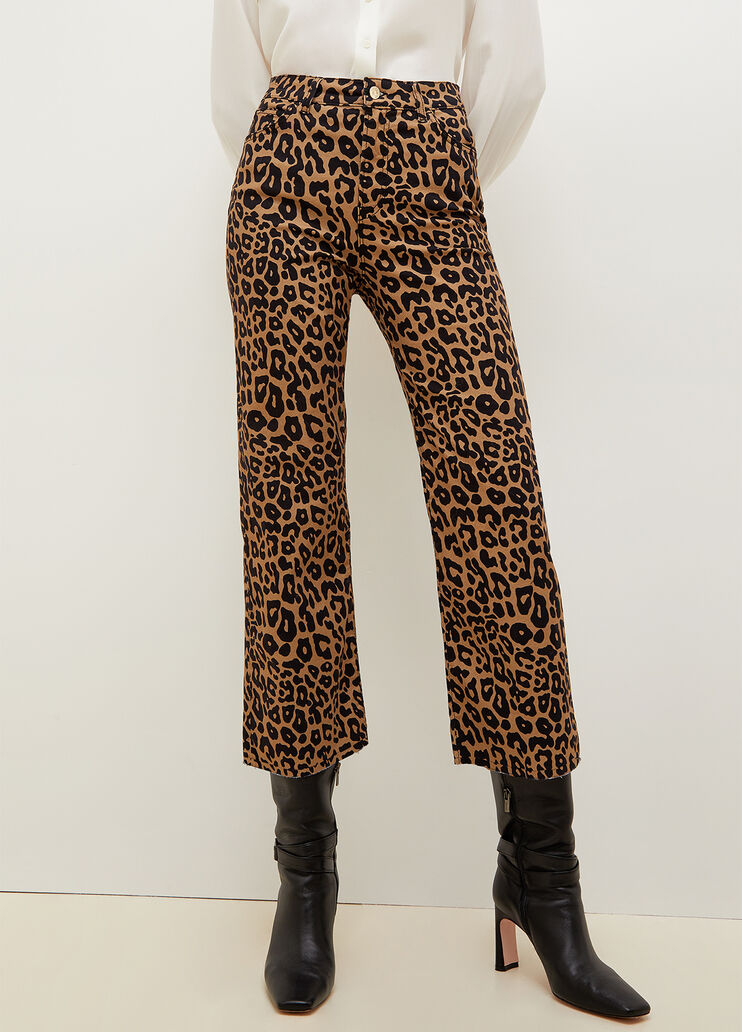 Cropped animal-print trousers