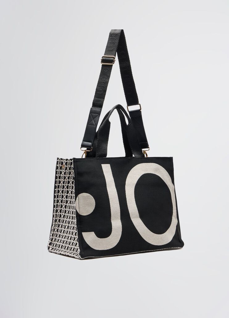 Black jacquard monogram tote bag black with logo Liu Jo - large image number 3 Black jacquard monogram tote bag black with logo Liu Jo - large image number 3