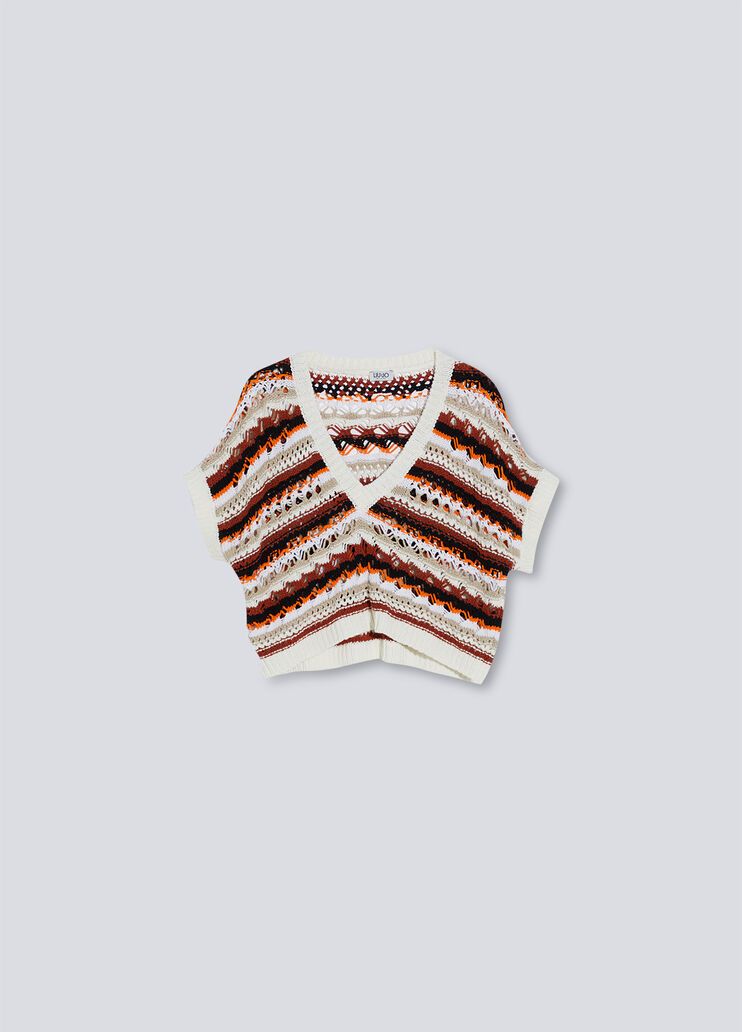Jacquard-Weste mit Lochmuster Desert Stripes Liu Jo - large image number 4