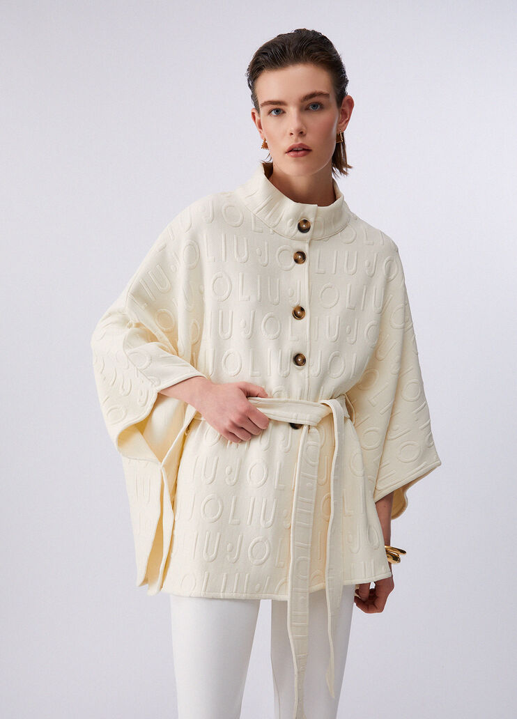 Poncho mit G&uuml;rtel Creme Liu Jo - medium