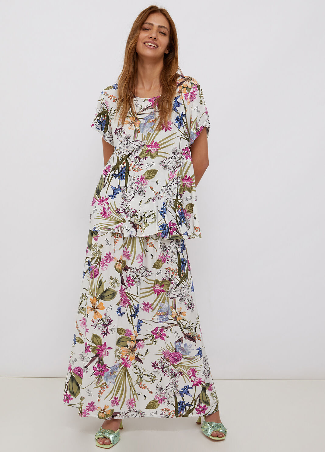 Длинная юбка с принтом белый Liu Jo - large image number 3