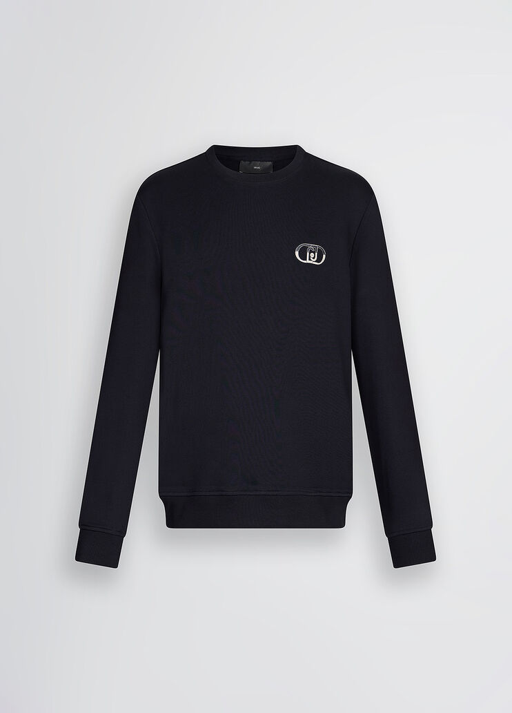 Blue sweatshirt with logo dark blue Liu Jo - large image number 6 Blue sweatshirt with logo dark blue Liu Jo - large image number 6