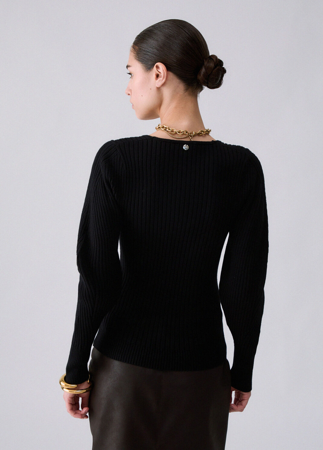 Pullover mit Ballon&auml;rmeln schwarz Liu Jo - large image number 1