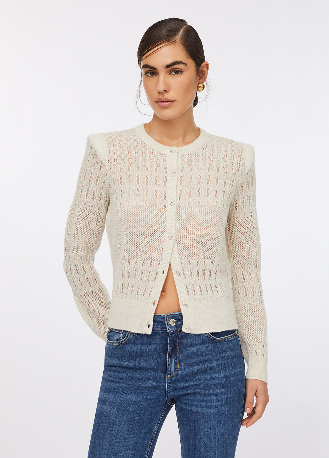 Wool and alpaca cardigan white Liu Jo - large image number 0